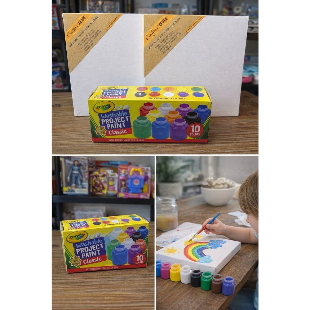 Kids Painting Set – Crayola Washable Paint + Canvas Bundle | Arts & Crafts - Picture 2 of 3